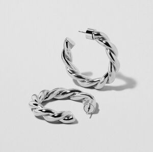 Jennifer Fisher Silver 1" Twisted Lilly Mini Hoops